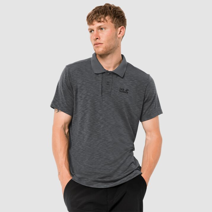 Jack Wolfskin Mens Travel Polo Shirt Dark Grey 654901RJV